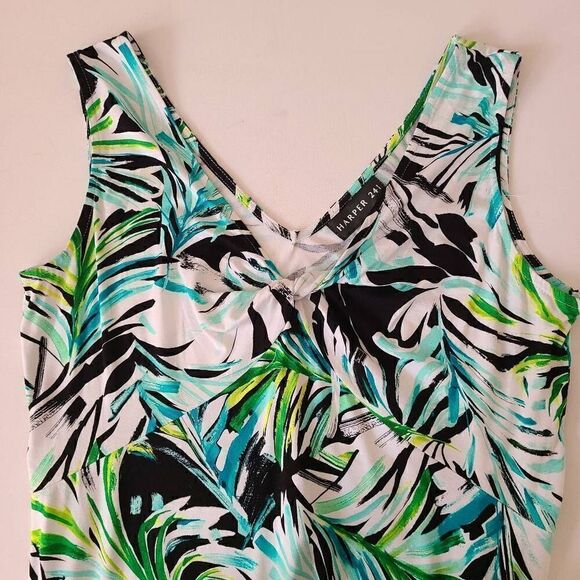 Harper 241 Womens Palm Frond Print Sleeveless Dress Large - Picture 6 of 10